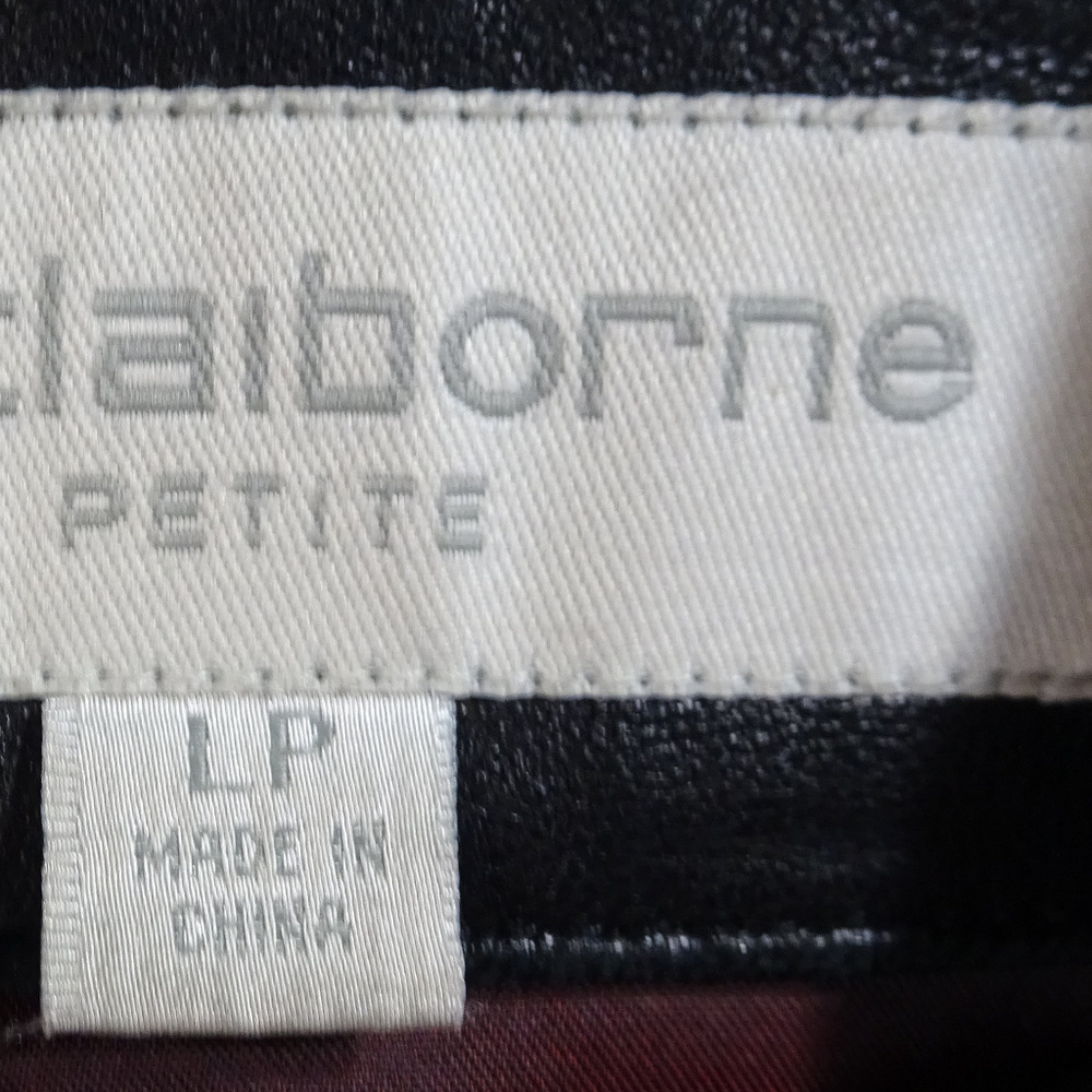 Liz Claiborne Black Leather jacket Petite Large - Picture 4 of 6